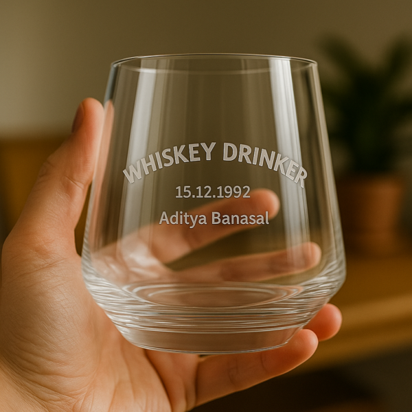Personalized whiskey glass 310ml with deep engraving – custom monogram design featuring name, date, and text, luxury crystal whisky glass gift for men, dad, husband, or special occasions by Best2U.
