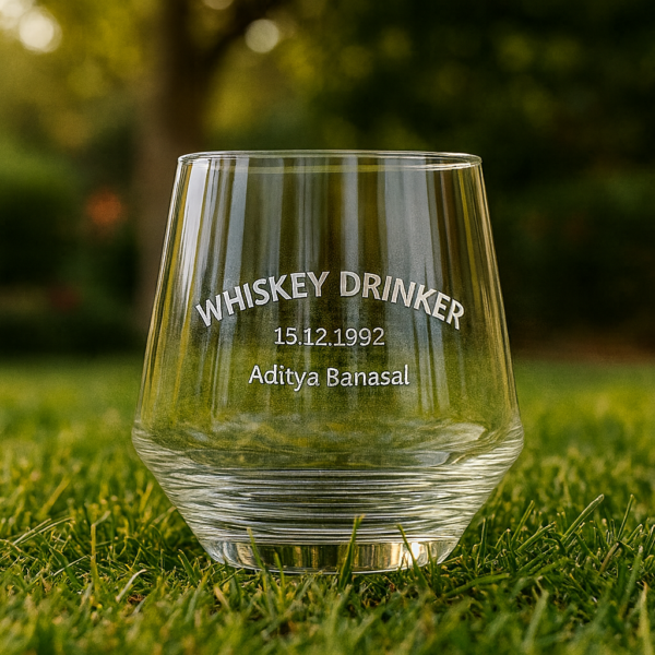 Personalized whiskey glass 310ml with deep engraving – custom monogram design featuring name, date, and text, luxury crystal whisky glass gift for men, dad, husband, or special occasions by Best2U.