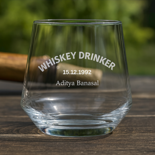 Personalized whiskey glass 310ml with deep engraving – custom monogram design featuring name, date, and text, luxury crystal whisky glass gift for men, dad, husband, or special occasions by Best2U.