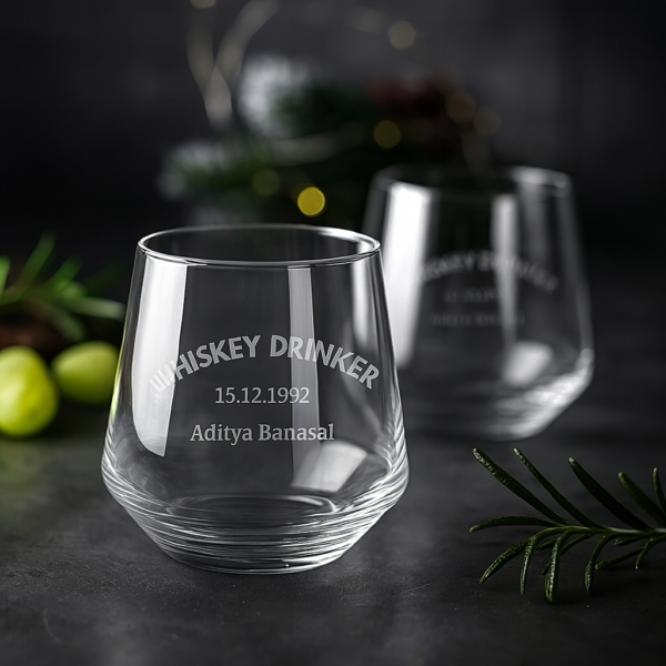 Personalized whiskey glass 310ml with deep engraving – custom monogram design featuring name, date, and text, luxury crystal whisky glass gift for men, dad, husband, or special occasions by Best2U.