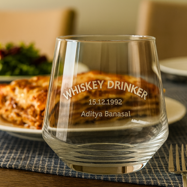 Personalized whiskey glass 310ml with deep engraving – custom monogram design featuring name, date, and text, luxury crystal whisky glass gift for men, dad, husband, or special occasions by Best2U.