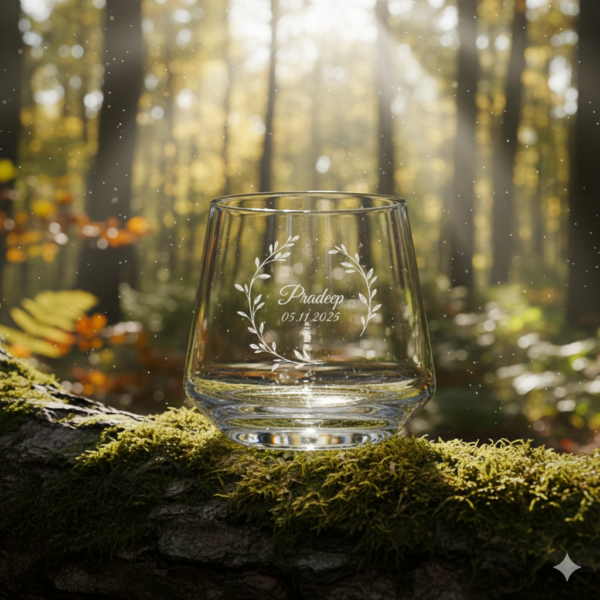 Best2U Personalized Premium 370ML Aqua Crystal Clear Whiskey Glass with deep engraving. Sturdy tumbler perfect for whiskey, scotch, bourbon, juice, and cocktails. Elegant crystal clarity with durable design, ideal for gifting and everyday use."