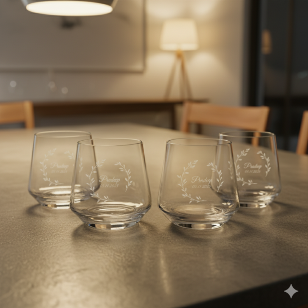 Best2U Personalized Premium 370ML Aqua Crystal Clear Whiskey Glass with deep engraving. Sturdy tumbler perfect for whiskey, scotch, bourbon, juice, and cocktails. Elegant crystal clarity with durable design, ideal for gifting and everyday use."