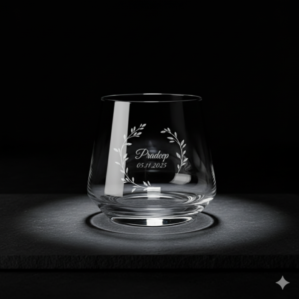 Best2U Personalized Premium 370ML Aqua Crystal Clear Whiskey Glass with deep engraving. Sturdy tumbler perfect for whiskey, scotch, bourbon, juice, and cocktails. Elegant crystal clarity with durable design, ideal for gifting and everyday use."