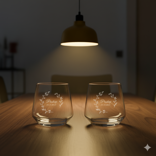 Best2U Personalized Premium 370ML Aqua Crystal Clear Whiskey Glass with deep engraving. Sturdy tumbler perfect for whiskey, scotch, bourbon, juice, and cocktails. Elegant crystal clarity with durable design, ideal for gifting and everyday use."