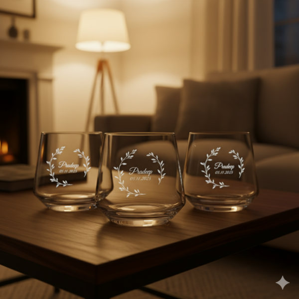 Best2U Personalized Premium 370ML Aqua Crystal Clear Whiskey Glass with deep engraving. Sturdy tumbler perfect for whiskey, scotch, bourbon, juice, and cocktails. Elegant crystal clarity with durable design, ideal for gifting and everyday use."