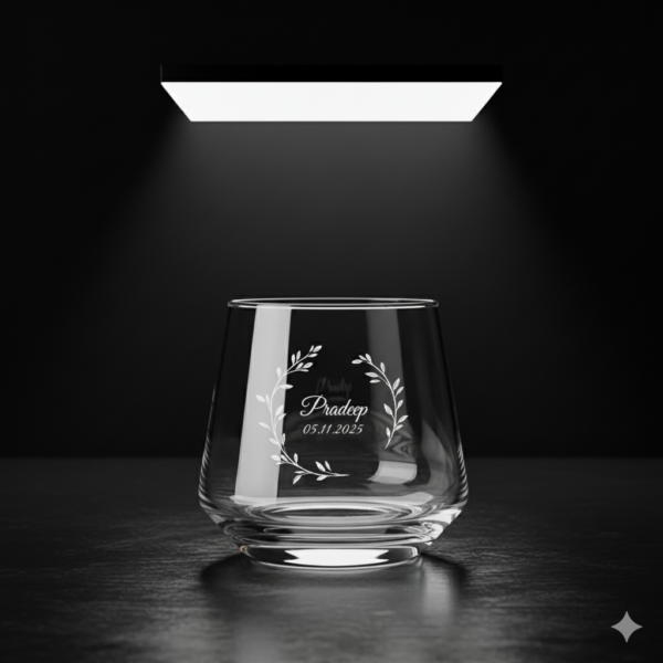 Best2U Personalized Premium 370ML Aqua Crystal Clear Whiskey Glass with deep engraving. Sturdy tumbler perfect for whiskey, scotch, bourbon, juice, and cocktails. Elegant crystal clarity with durable design, ideal for gifting and everyday use."