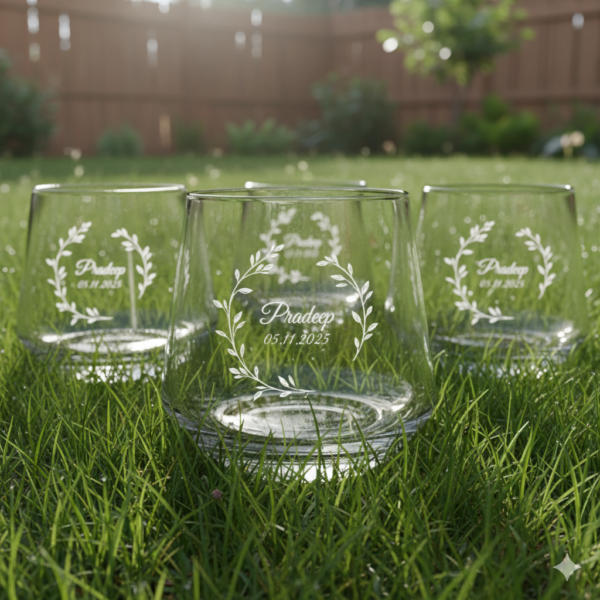 Best2U Personalized Premium 370ML Aqua Crystal Clear Whiskey Glass with deep engraving. Sturdy tumbler perfect for whiskey, scotch, bourbon, juice, and cocktails. Elegant crystal clarity with durable design, ideal for gifting and everyday use."
