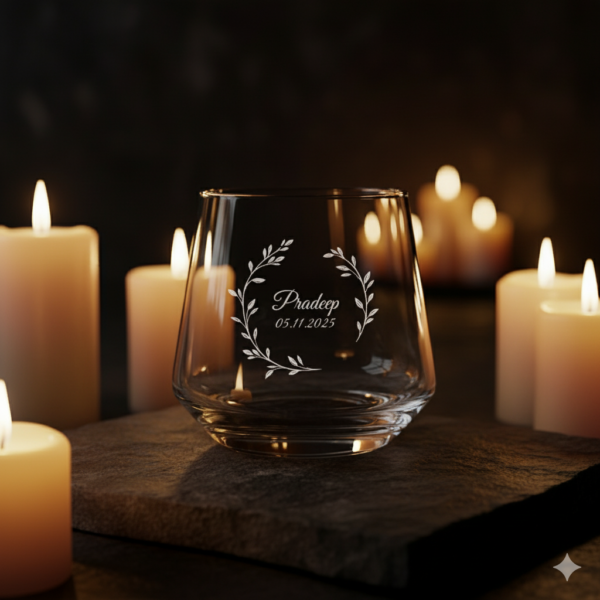 Best2U Personalized Premium 370ML Aqua Crystal Clear Whiskey Glass with deep engraving. Sturdy tumbler perfect for whiskey, scotch, bourbon, juice, and cocktails. Elegant crystal clarity with durable design, ideal for gifting and everyday use."
