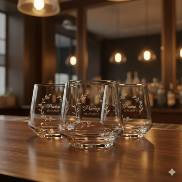 Best2U Personalized Premium 370ML Aqua Crystal Clear Whiskey Glass with deep engraving. Sturdy tumbler perfect for whiskey, scotch, bourbon, juice, and cocktails. Elegant crystal clarity with durable design, ideal for gifting and everyday use."