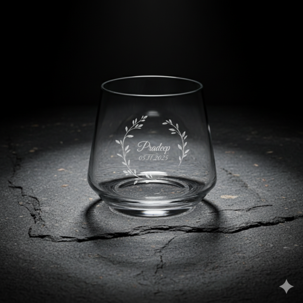 Best2U Personalized Premium 370ML Aqua Crystal Clear Whiskey Glass with deep engraving. Sturdy tumbler perfect for whiskey, scotch, bourbon, juice, and cocktails. Elegant crystal clarity with durable design, ideal for gifting and everyday use."