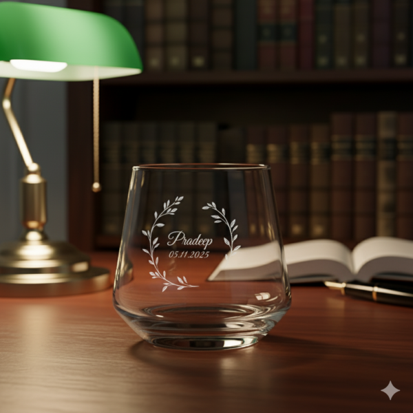 Best2U Personalized Premium 370ML Aqua Crystal Clear Whiskey Glass with deep engraving. Sturdy tumbler perfect for whiskey, scotch, bourbon, juice, and cocktails. Elegant crystal clarity with durable design, ideal for gifting and everyday use."