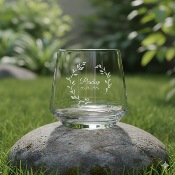 Best2U Personalized Premium 370ML Aqua Crystal Clear Whiskey Glass with deep engraving. Sturdy tumbler perfect for whiskey, scotch, bourbon, juice, and cocktails. Elegant crystal clarity with durable design, ideal for gifting and everyday use."
