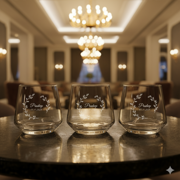 Best2U Personalized Premium 370ML Aqua Crystal Clear Whiskey Glass with deep engraving. Sturdy tumbler perfect for whiskey, scotch, bourbon, juice, and cocktails. Elegant crystal clarity with durable design, ideal for gifting and everyday use."