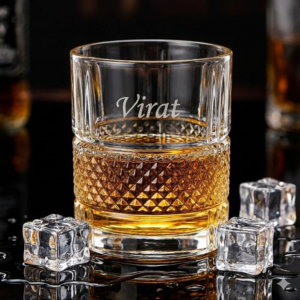 Best2U Personalized Engraved Crystal Whiskey Glass – Elegant 300ml Old Fashioned Tumbler for Bourbon, Scotch & Cocktails