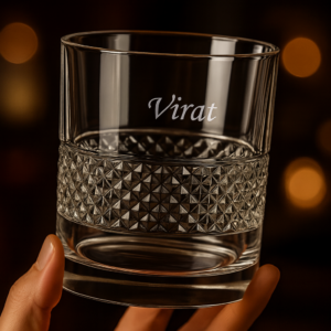 Best2U Personalized Engraved Crystal Whiskey Glass – Elegant 300ml Old Fashioned Tumbler for Bourbon, Scotch & Cocktails 1 pcs