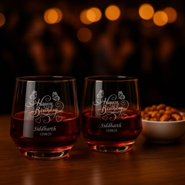 Custom Engraved Birthday Whiskey Glass – Personalized Tumbler with Name & Date – Unique Gift for Him