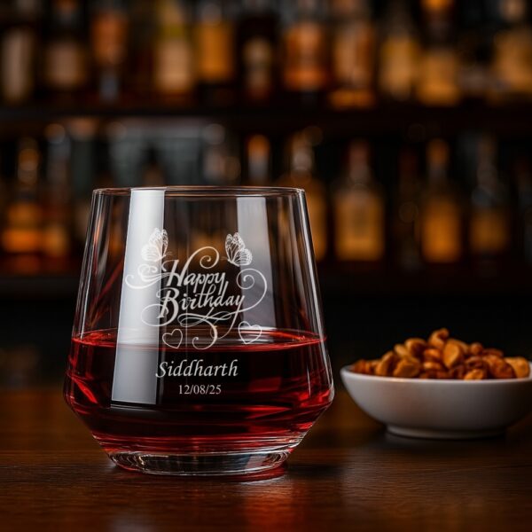 Custom Engraved Birthday Whiskey Glass – Personalized Tumbler with Name & Date – Unique Gift for Him