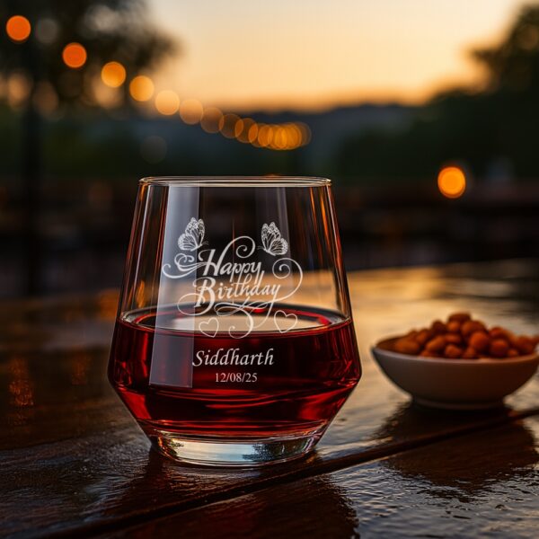 Custom Engraved Birthday Whiskey Glass – Personalized Tumbler with Name & Date – Unique Gift for Him
