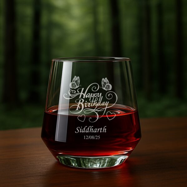 Custom Engraved Birthday Whiskey Glass – Personalized Tumbler with Name & Date – Unique Gift for Him