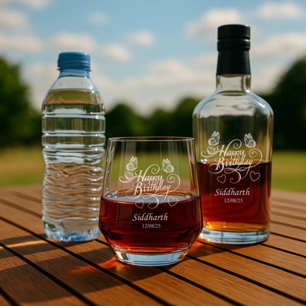 Custom Engraved Birthday Whiskey Glass – Personalized Tumbler with Name & Date – Unique Gift for Him