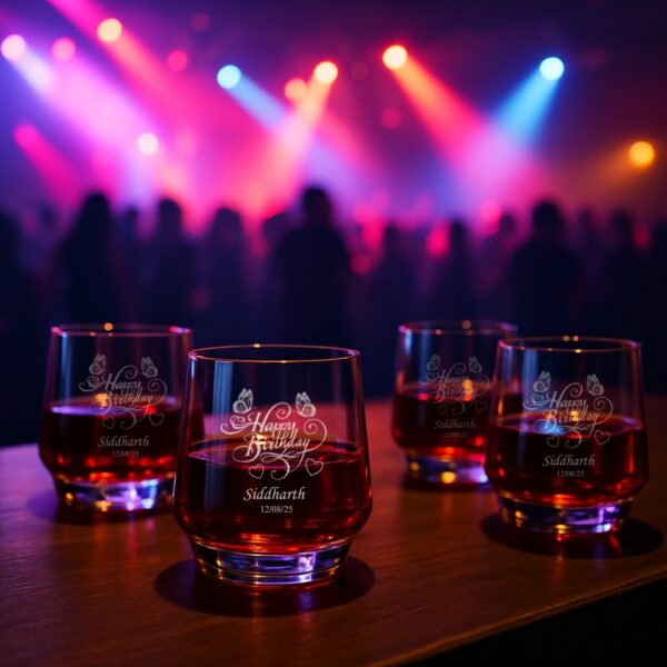 Custom Engraved Birthday Whiskey Glass – Personalized Tumbler with Name & Date – Unique Gift for Him