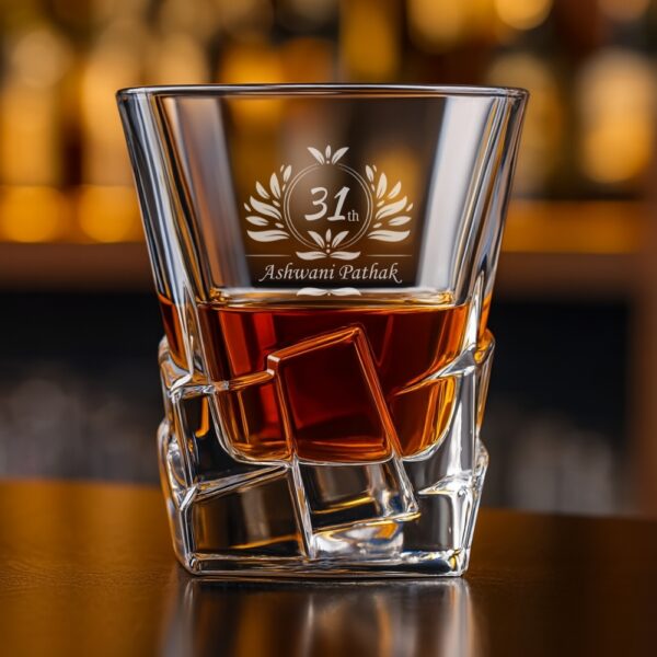 Personalized Engraved Whiskey Glass with Crystal-Cut Base – Custom Deep Etched Tumbler for Dad, Husband, Boss – Birthday, Wedding, Retirement, Father's Day Gift – 310ml Barware Glass