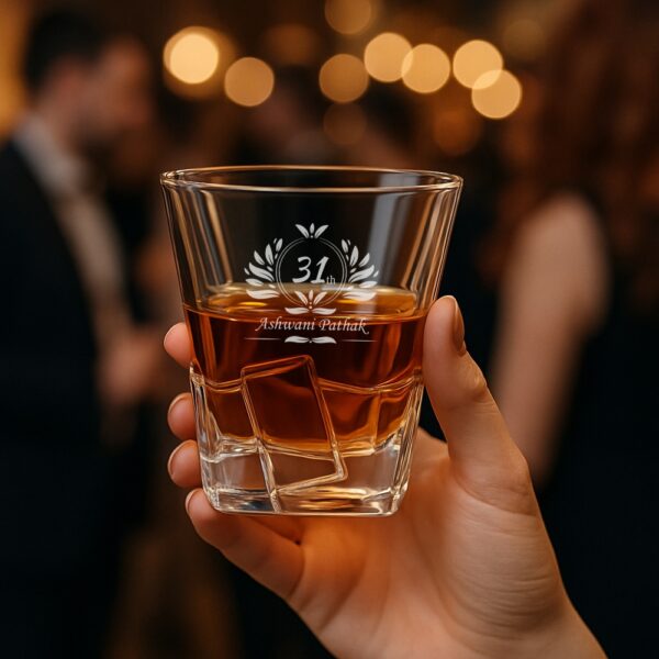 Personalized Engraved Whiskey Glass with Crystal-Cut Base – Custom Deep Etched Tumbler for Dad, Husband, Boss – Birthday, Wedding, Retirement, Father's Day Gift – 310ml Barware Glass