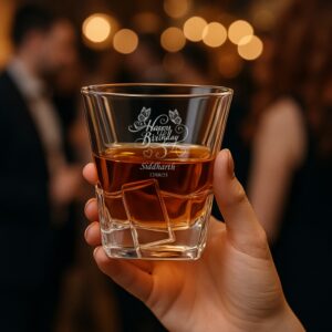 Custom Engraved Birthday Whiskey Glass – Personalized Tumbler with Name & Date – Unique Gift for Him