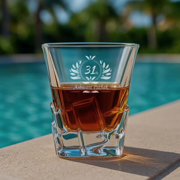 Personalized Engraved Whiskey Glass with Crystal-Cut Base – Custom Deep Etched Tumbler for Dad, Husband, Boss – Birthday, Wedding, Retirement, Father's Day Gift – 310ml Barware Glass