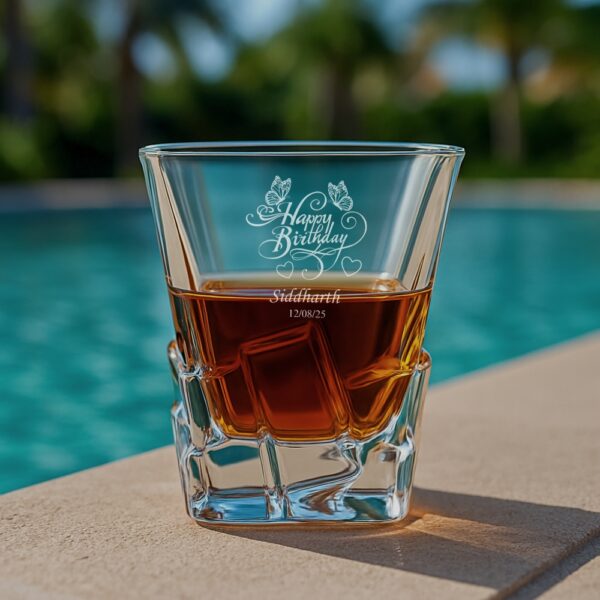 Custom Engraved Birthday Whiskey Glass – Personalized Tumbler with Name & Date – Unique Gift for Him
