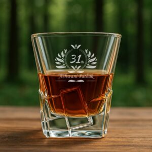 Personalized Engraved Whiskey Glass with Crystal-Cut Base – Custom Deep Etched Tumbler for Dad, Husband, Boss – Birthday, Wedding, Retirement, Father's Day Gift – 310ml Barware Glass