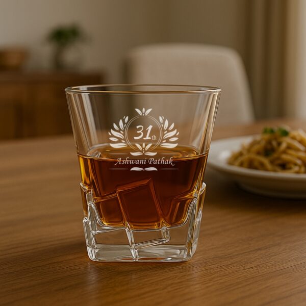 Personalized Engraved Whiskey Glass with Crystal-Cut Base – Custom Deep Etched Tumbler for Dad, Husband, Boss – Birthday, Wedding, Retirement, Father's Day Gift – 310ml Barware Glass