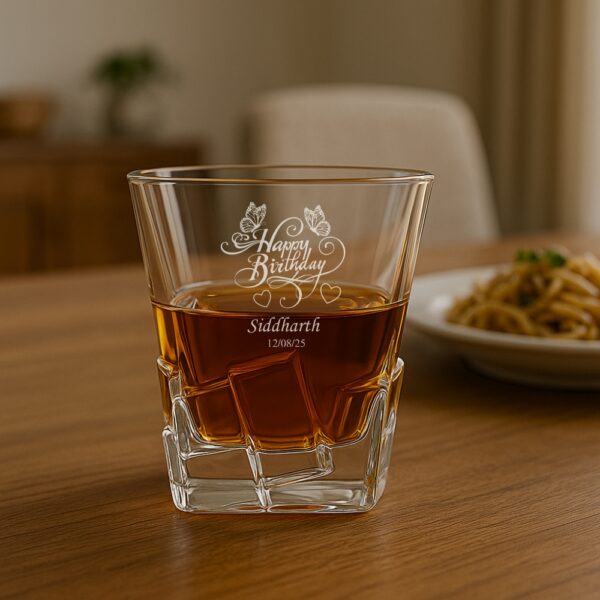Custom Engraved Birthday Whiskey Glass – Personalized Tumbler with Name & Date – Unique Gift for Him