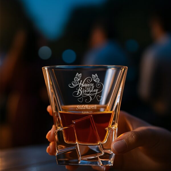 Custom Engraved Birthday Whiskey Glass – Personalized Tumbler with Name & Date – Unique Gift for Him