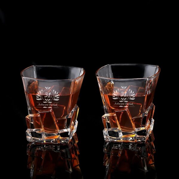 Personalized Engraved Whiskey Glass with Crystal-Cut Base – Custom Deep Etched Tumbler for Dad, Husband, Boss – Birthday, Wedding, Retirement, Father's Day Gift – 310ml Barware Glass