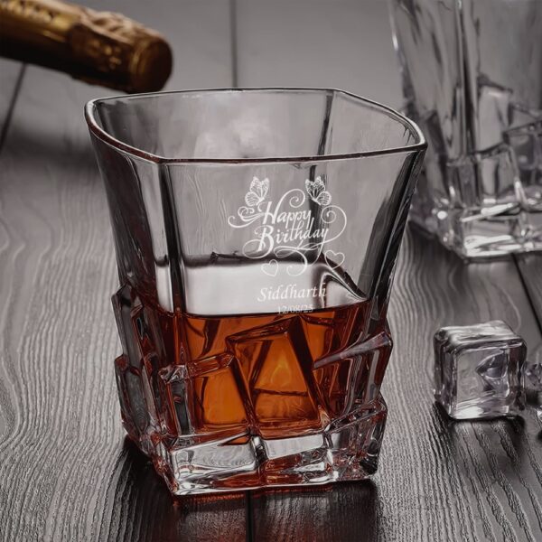 Custom Engraved Birthday Whiskey Glass – Personalized Tumbler with Name & Date – Unique Gift for Him