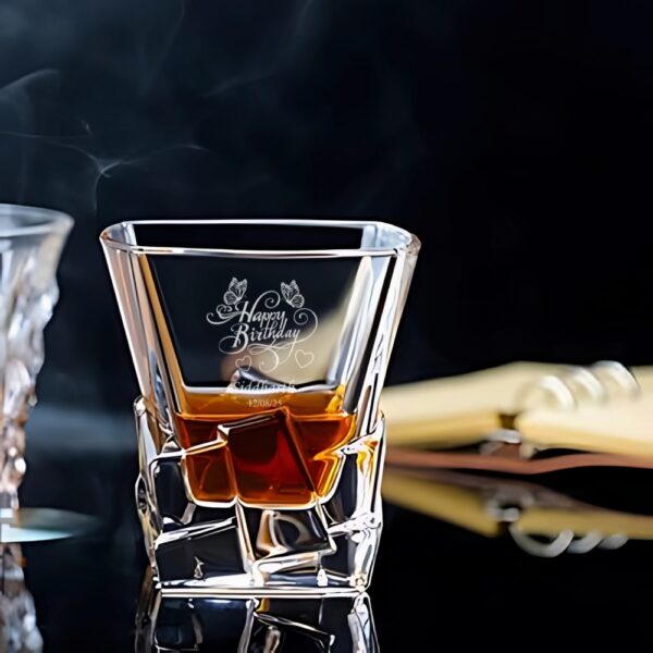 Custom Engraved Birthday Whiskey Glass – Personalized Tumbler with Name & Date – Unique Gift for Him