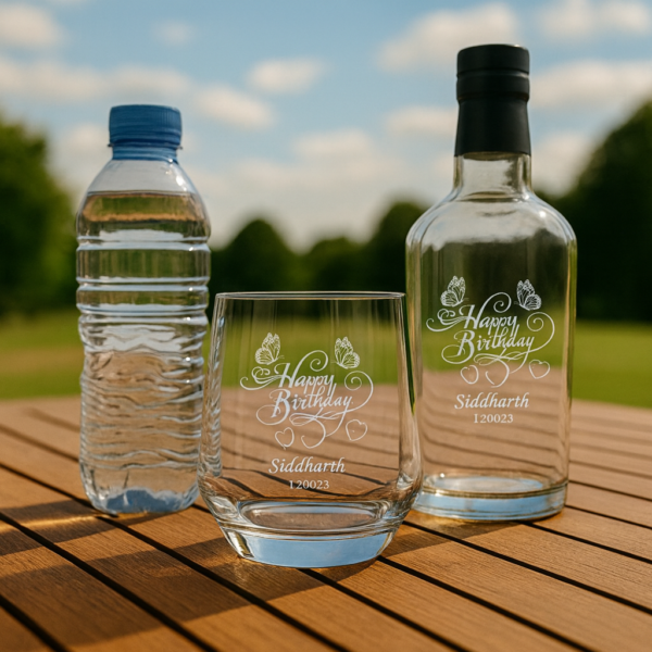 Custom name and date engraved whiskey glass, personalized birthday tumbler gift