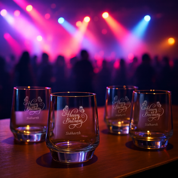 Custom name and date engraved whiskey glass, personalized birthday tumbler gift