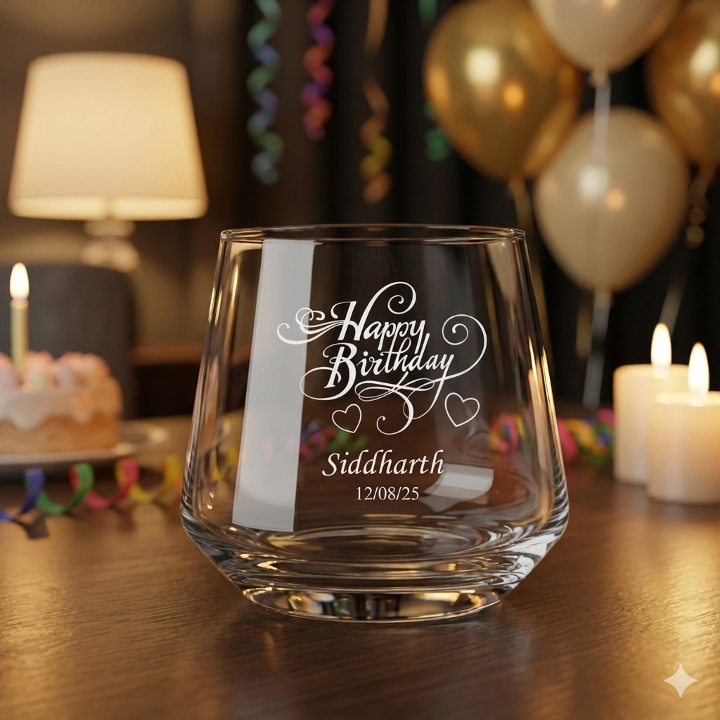 Personalized Engraved Whiskey Glass – Custom Name & Date Birthday Gift for Men, Dad, Husband | Premium Crystal Scotch Bourbon Glass 310 ml