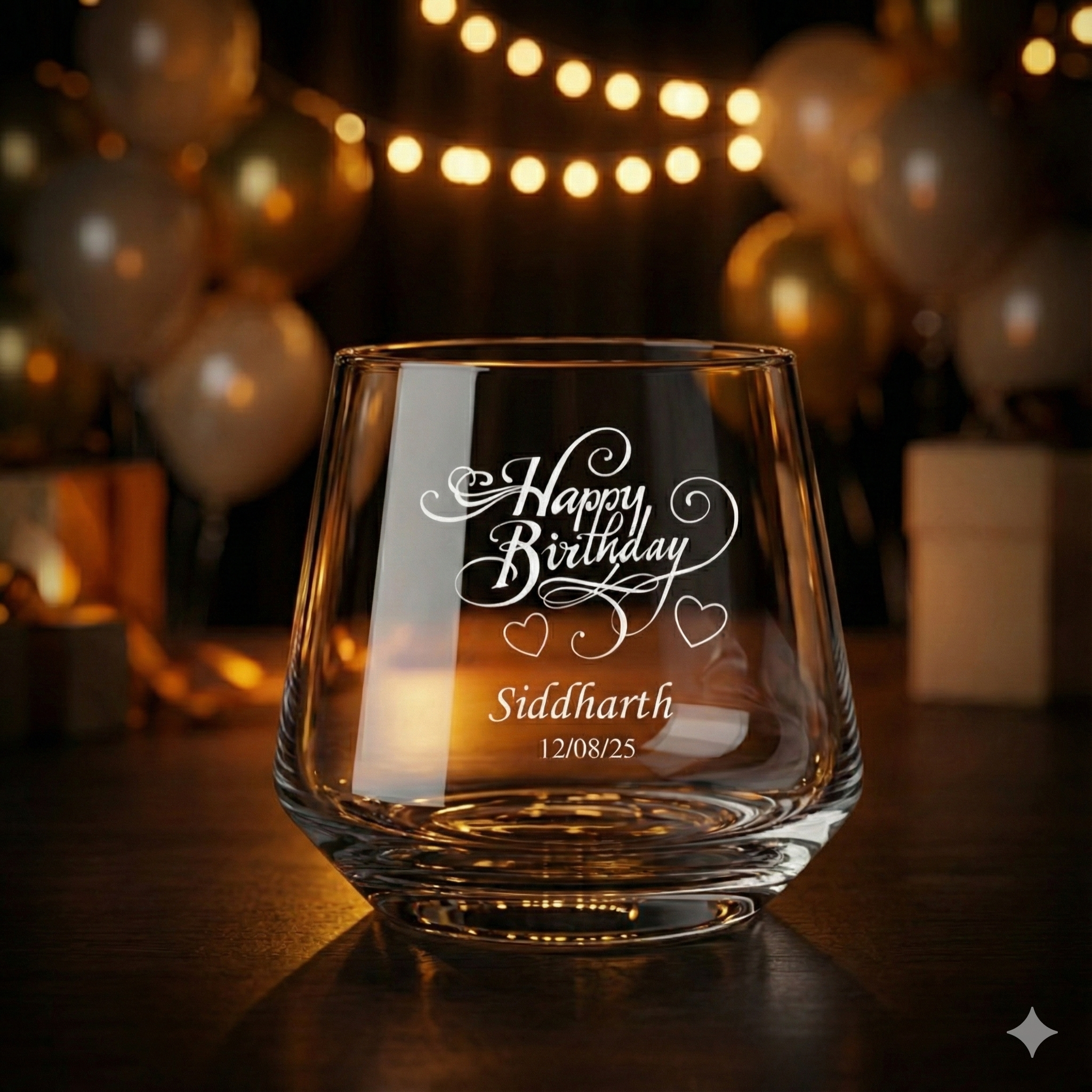 Personalized Engraved Whiskey Glass – Custom Name & Date Birthday Gift for Men, Dad, Husband | Premium Crystal Scotch Bourbon Glass 310 ml