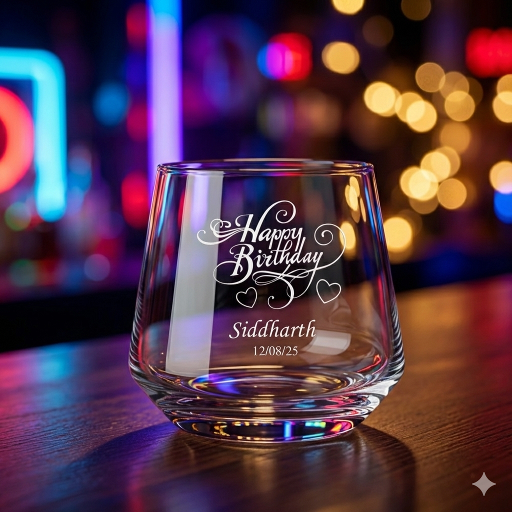 Personalized Engraved Whiskey Glass – Custom Name & Date Birthday Gift for Men, Dad, Husband | Premium Crystal Scotch Bourbon Glass 310 ml