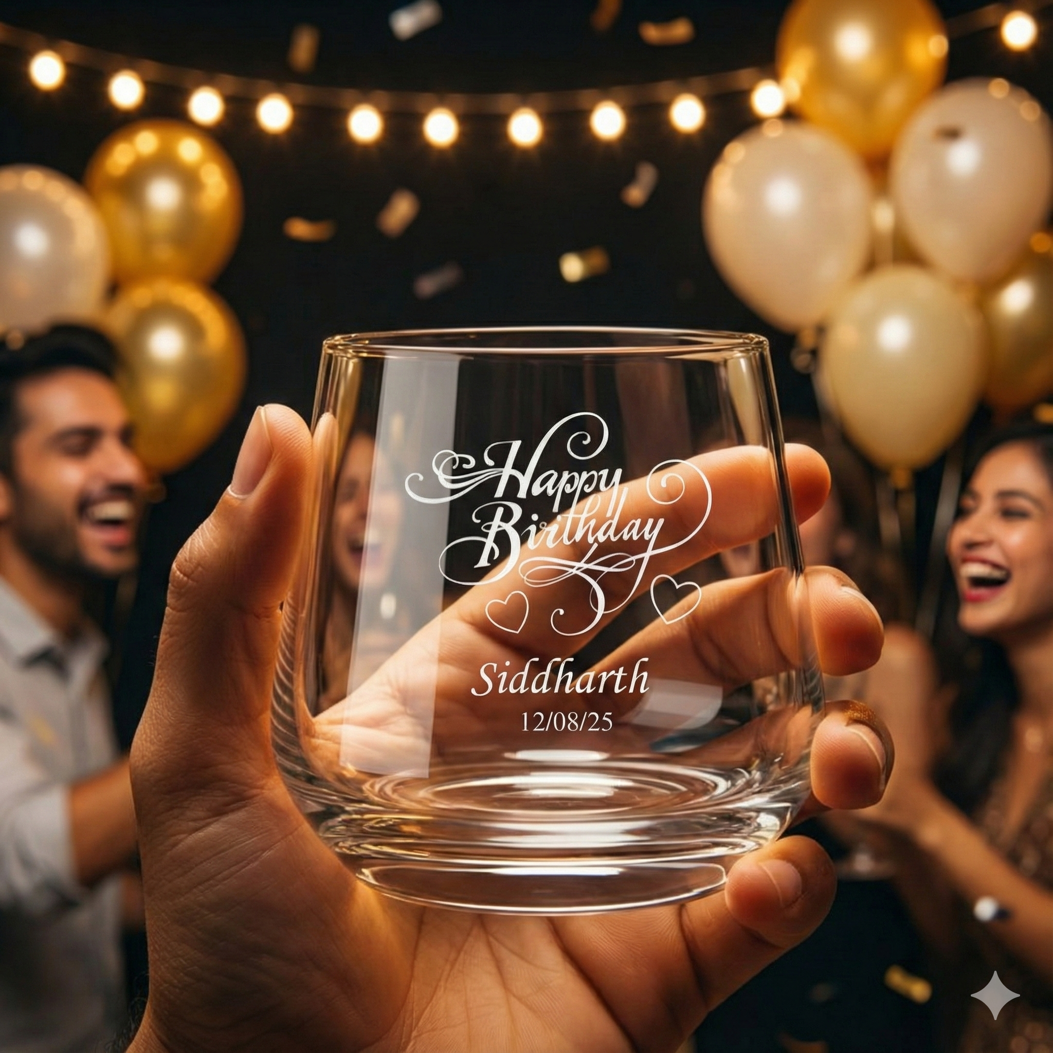 Personalized Engraved Whiskey Glass – Custom Name & Date Birthday Gift for Men, Dad, Husband | Premium Crystal Scotch Bourbon Glass 310 ml