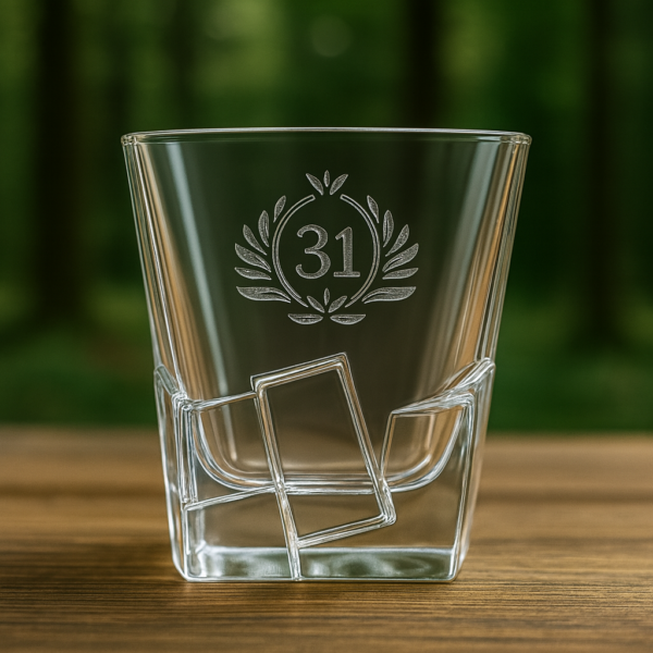 Personalized engraved whiskey glass with crystal-cut twisted base, 310ml – deep-etched with “31th” design and custom name Ashwani Pathak – premium barware tumbler gift for dad, husband, boss – birthday, wedding, retirement, Father’s Day