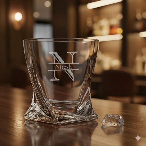 Best2U-Engraved Crystal Whisky Glass – Custom Name & Initial Monogram, Perfect Gift for Any Occasion 1pic
