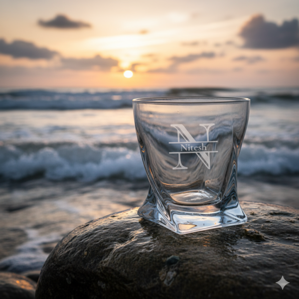 Engraved Crystal Whisky Glass – Custom Name & Initial Monogram, Perfect Gift for Any Occasion