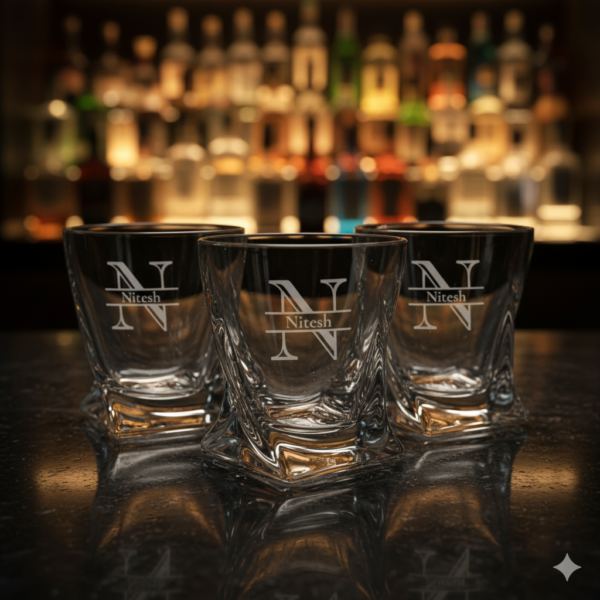 Engraved Crystal Whisky Glass – Custom Name & Initial Monogram, Perfect Gift for Any Occasion