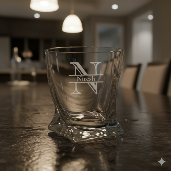Engraved Crystal Whisky Glass – Custom Name & Initial Monogram, Perfect Gift for Any Occasion