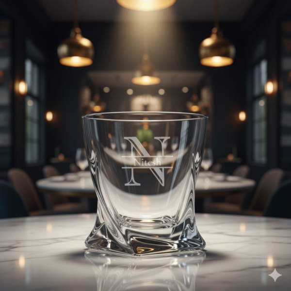 Engraved Crystal Whisky Glass – Custom Name & Initial Monogram, Perfect Gift for Any Occasion